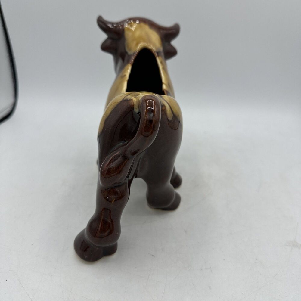 Vintage Bull Planter McCoy Ferdinand 6.5” Brown Drip Glaze - Picture 7 of 15